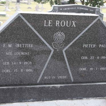 ROUX Pieter Paul, le 1914-1985 &amp; E.M. LOURENS 1908-1981