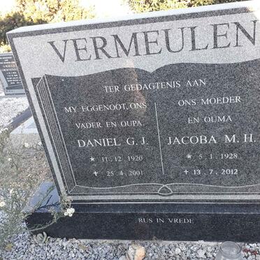 VERMEULEN Daniel G.J. 1920-2001 &amp; Jacoba M.H. 1928-2012