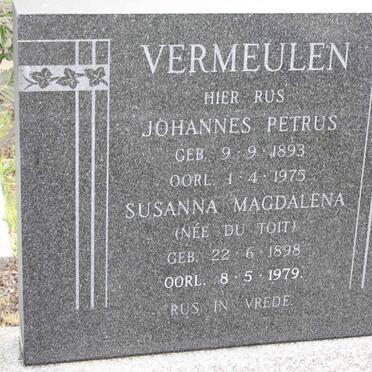VERMEULEN Johannes Petrus 1893-1975 &amp; Susanna Magdalena DU TOIT 1898-1979