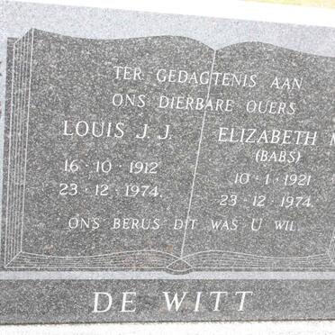 WITT Louis J.J., de 1912-1974 &amp; Elizabeth M. 1921-1974