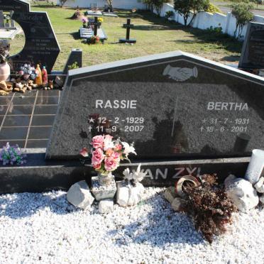 ZYL Rassie, van 1929-2007 &amp; Bertha 1931-2001