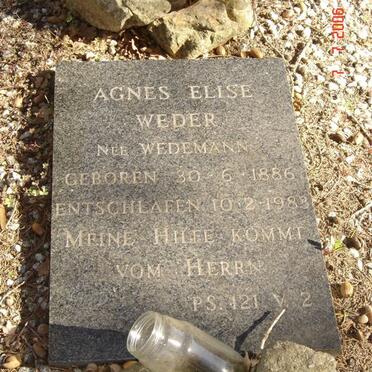 WEDER  Agnes Elise nee WEDEMANN 1886-1983