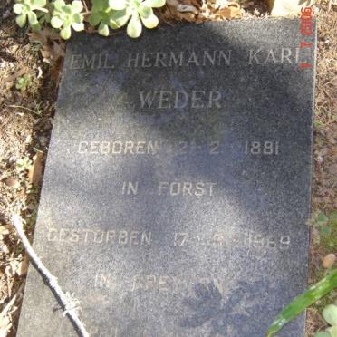 WEDER  Emil Hermann Karl 1881-1969