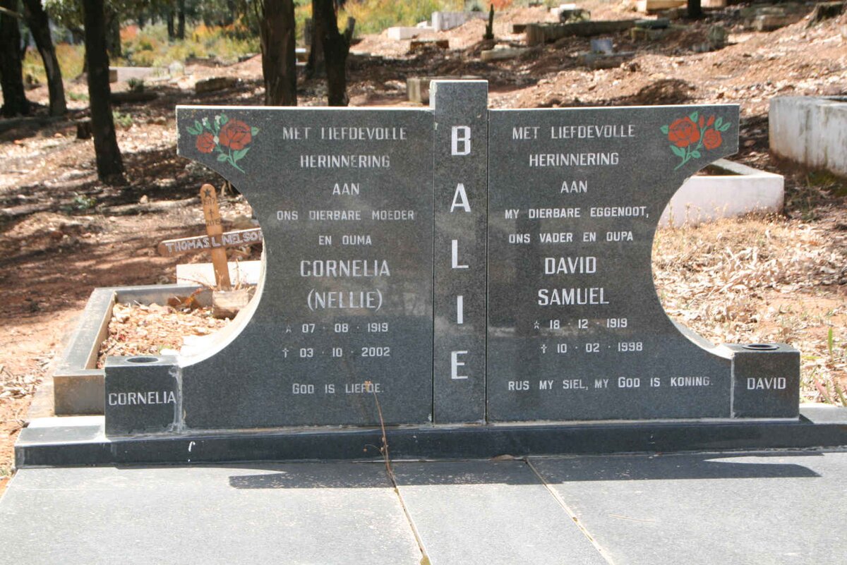 BALIE David Samuel 1919-1998 & Cornelia 1919-2002