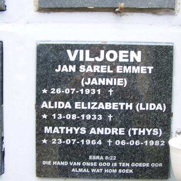 VILJOEN Jan Sarel Emmet 1931- &amp; Alida Elizabeth 1933- :: VILJOEN Mathys Andre 1964-1982
