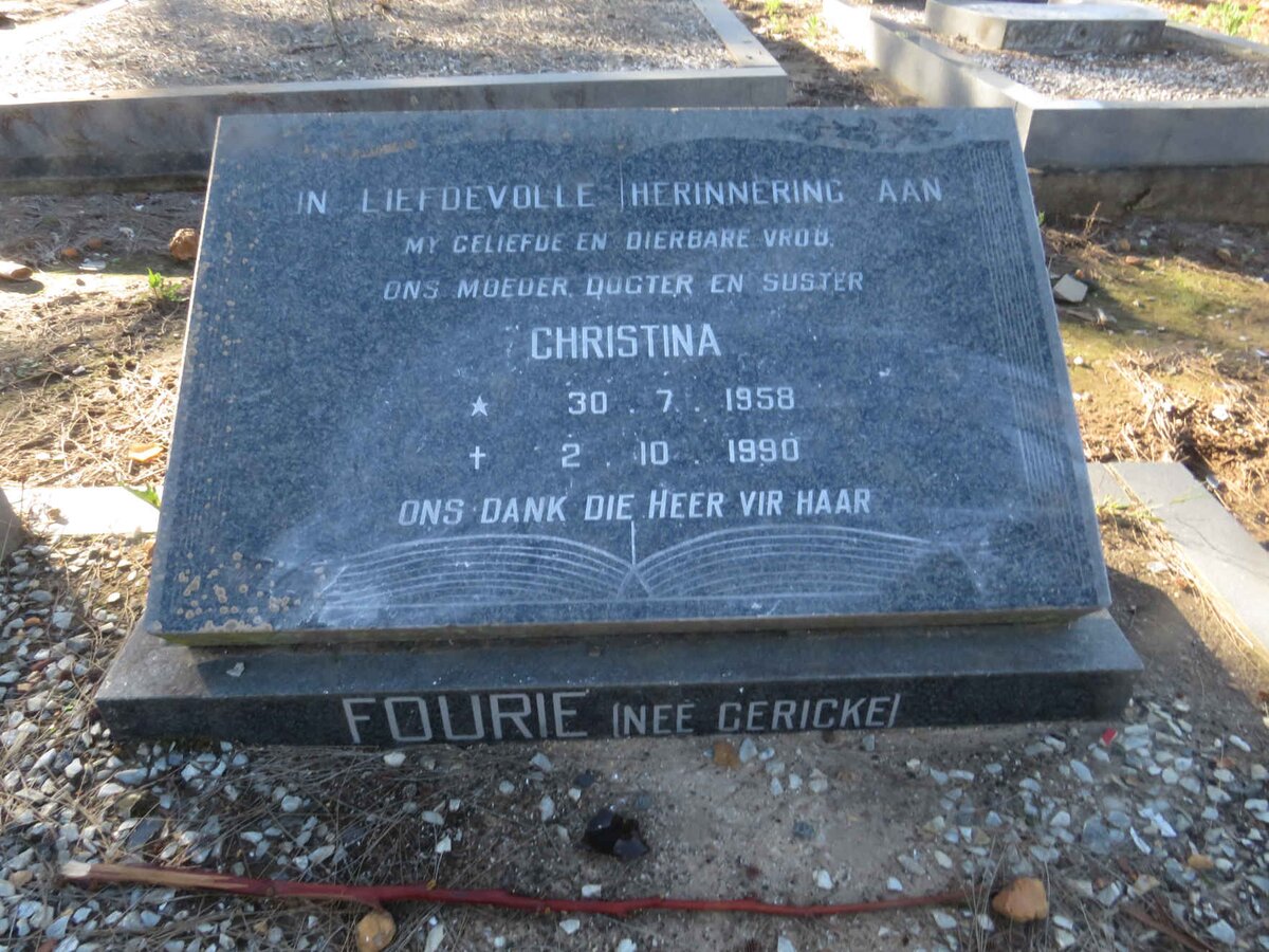 FOURIE Christina nee GERICKE 1958-1990