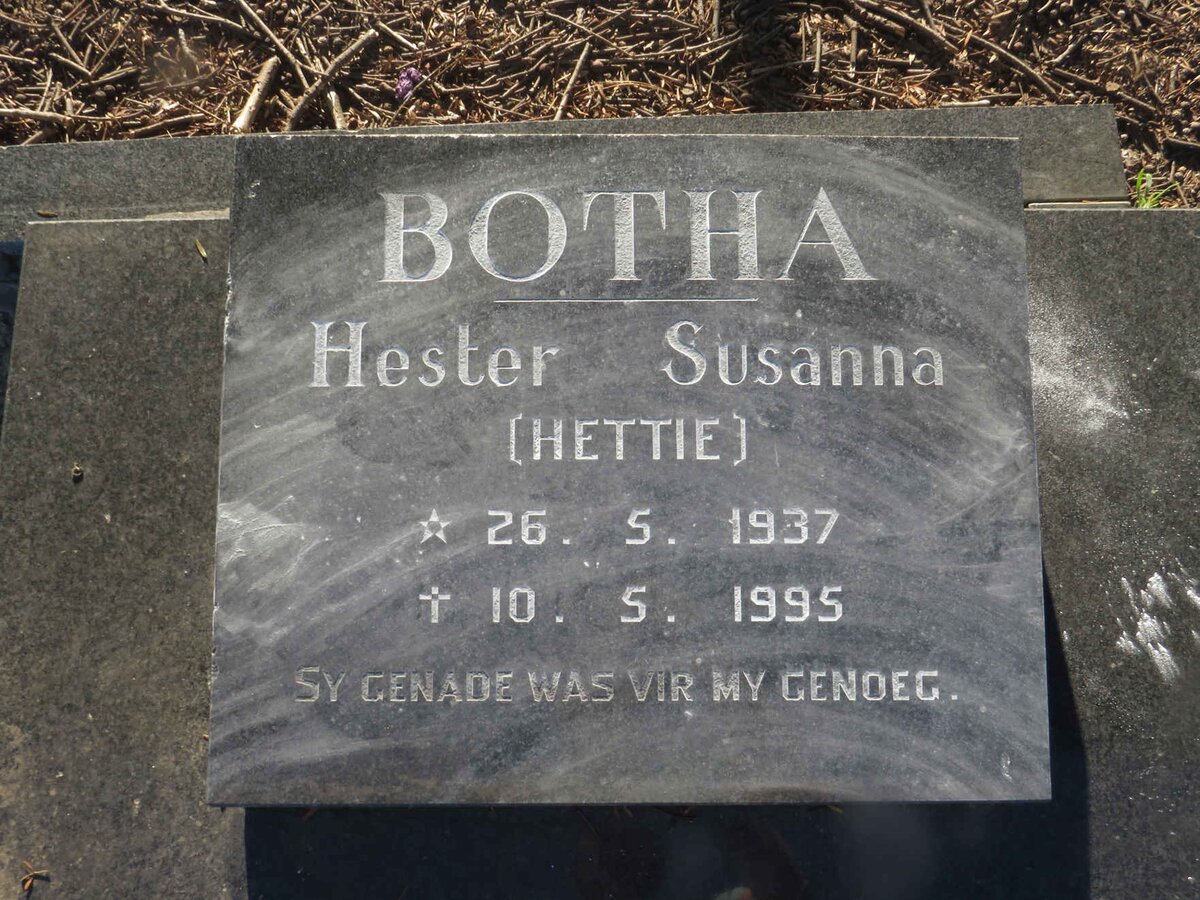 BOTHA Hester Susanna 1937-1995