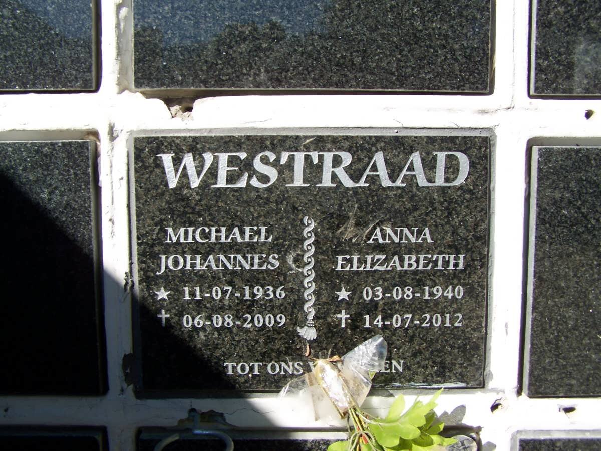 WESTRAAD Michael Johannes 1936-2009 &amp; Anna Elizabeth 1940-2012