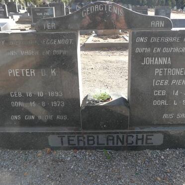 TERBLANCHE Pieter D.K. 1893-1975 &amp; Johanna Petronella PIENAAR 1897-1985