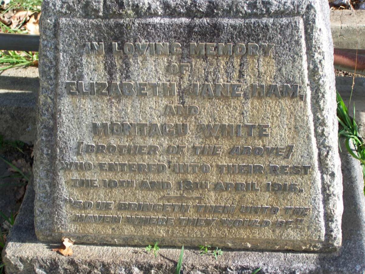 HAM Elizabeth Jane  -1916 :: WHITE Montagu -1916