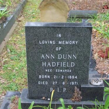 HADFIELD Ann Dunn born EDWARDS 1894-1971