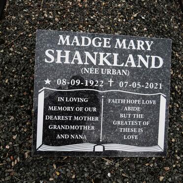 SHANKLAND Madge Mary nee URBAN 1922-2001