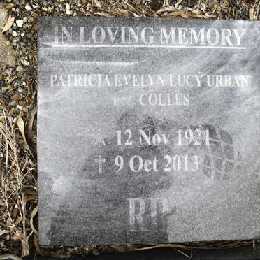 URBAN Patricia Evelyn Lucy nee COLLES 1921-2013