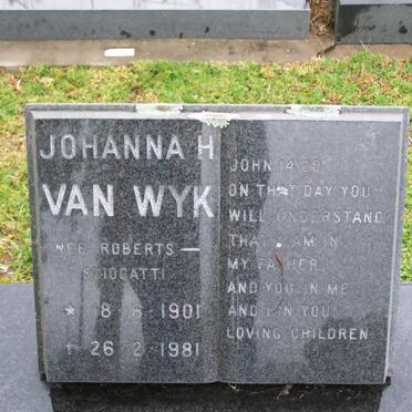 WYK Johanna, van nee ROBERTS-SCIOCATTI 1901-1981