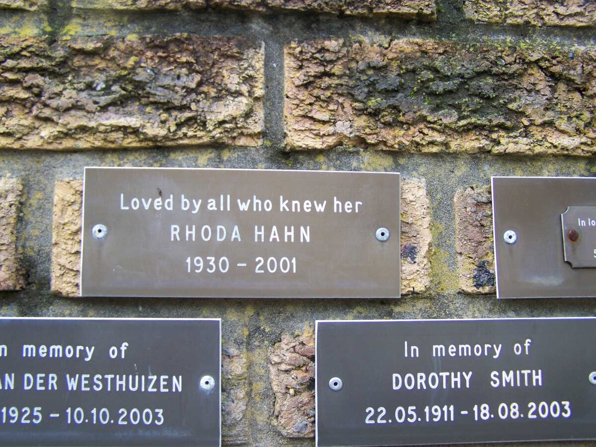 HAHN Rhoda 1930-2001