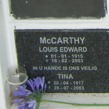 McCARTHY Louis Edward 1915-2003 &amp; Tina 1917-2003