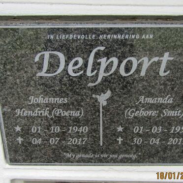 DELPORT Johannes Hendrik 1940-2017 &amp; Amanda SMIT 1950-2019