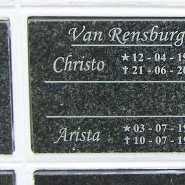 RENSBURG Christo, van 1947-2003 :: RENSBURG Arista, van 1975-1975