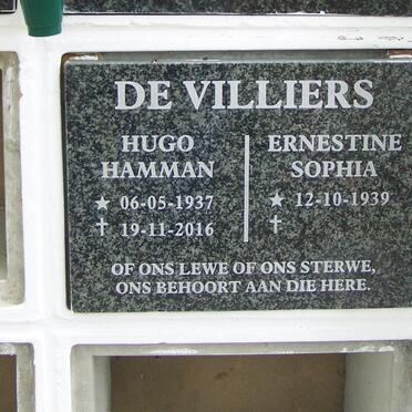 VILLIERS Hugo Hamman, de 1937-2016 &amp; Ernestine Sophia 1939-