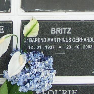 BRITZ Barend Marthinus Gerhardus 1937-2003