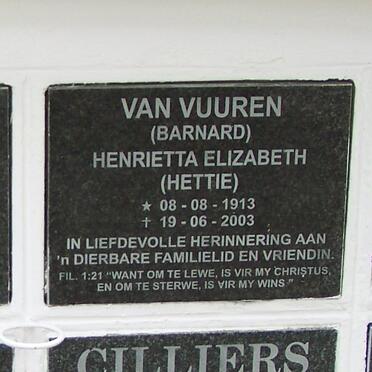 VUUREN Henrietta Elizabeth, van nee BARNARD 1913-2003
