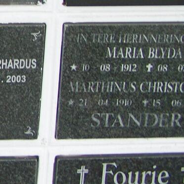 STANDER Marthinus Christoffel 1910-2003 &amp; Marla Blyda 1912-2001