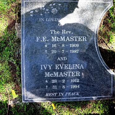 MCMASTER F.E. 1909-1987 & Ivy Evelina 1912-1994