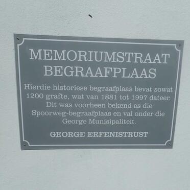 Western Cape, GEORGE, Memoriam Street, old cemetery