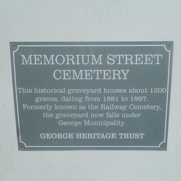 1. Overview / Oorsig Memorium Street Cemetery / Railway Cemetery