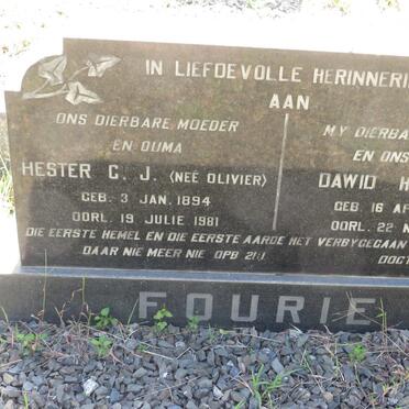 FOURIE Dawid Hermanus 1871-1944 &amp; Hester C.J. OLIVIER 1894-1981