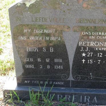 FERREIRA Dirk S.B. 1881-1946 &amp; Petronella J.J. KAPP 1889-1982