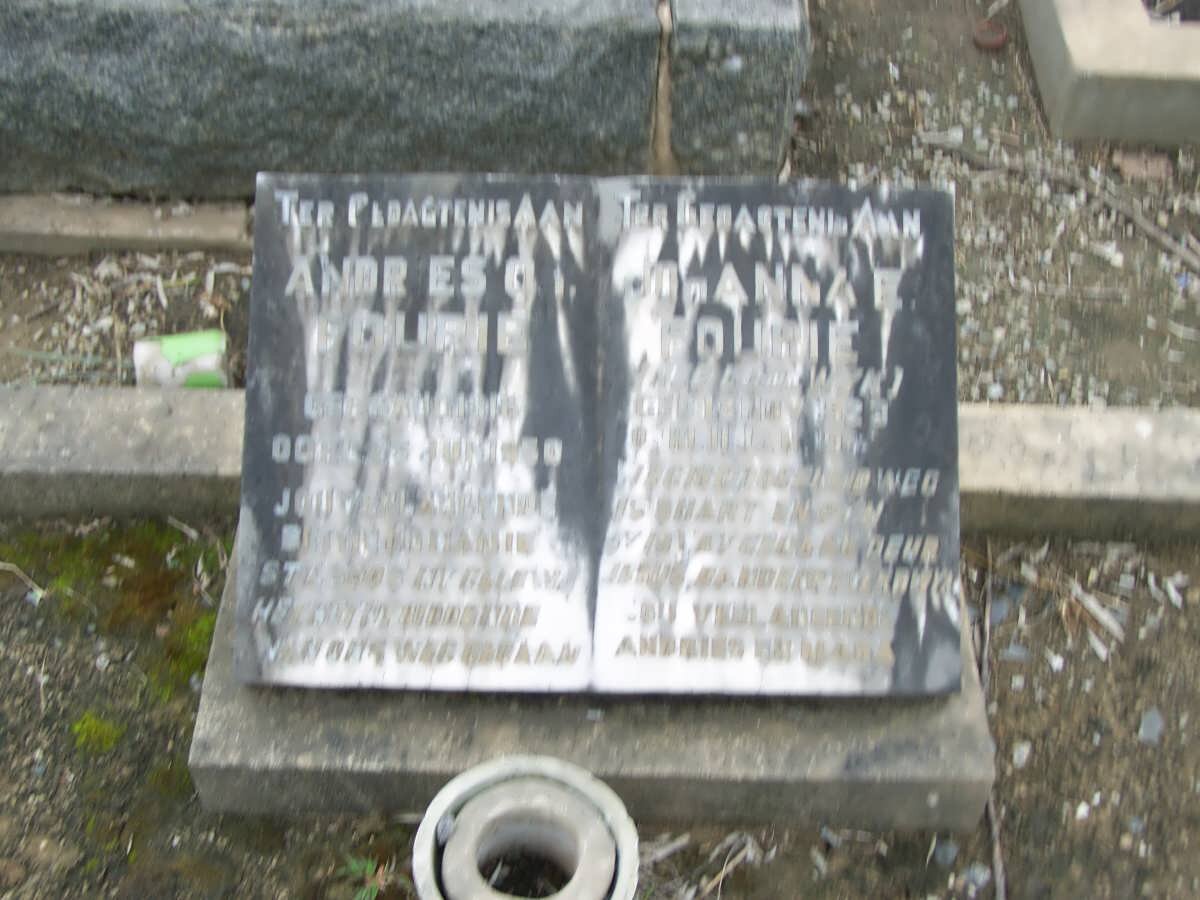 FOURIE Andries C. &amp; Johanna E. VAN WYK