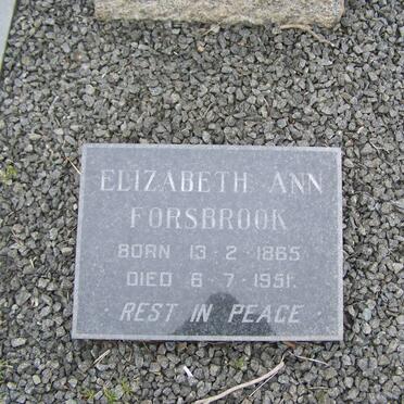 FORSBROOK Elizabeth Ann 1865-1951