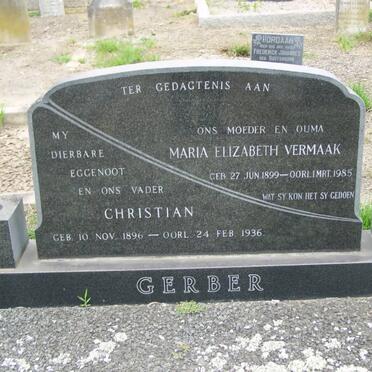 GERBER Christian 1896-1936 &amp; Maria Elizabeth VERMAAK 1899-1985