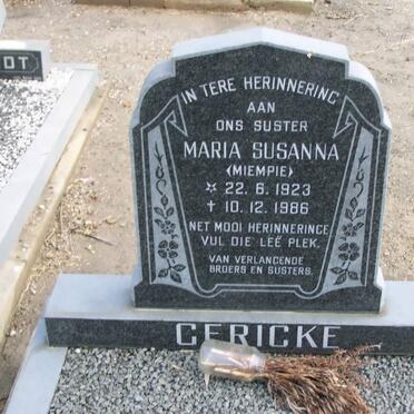 GERICKE Maria Susanna 1923-1986