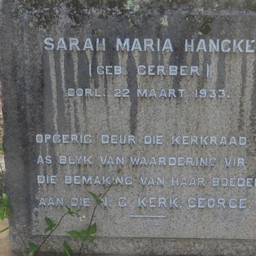 HANCKE Sarah Maria nee GERBER -1933