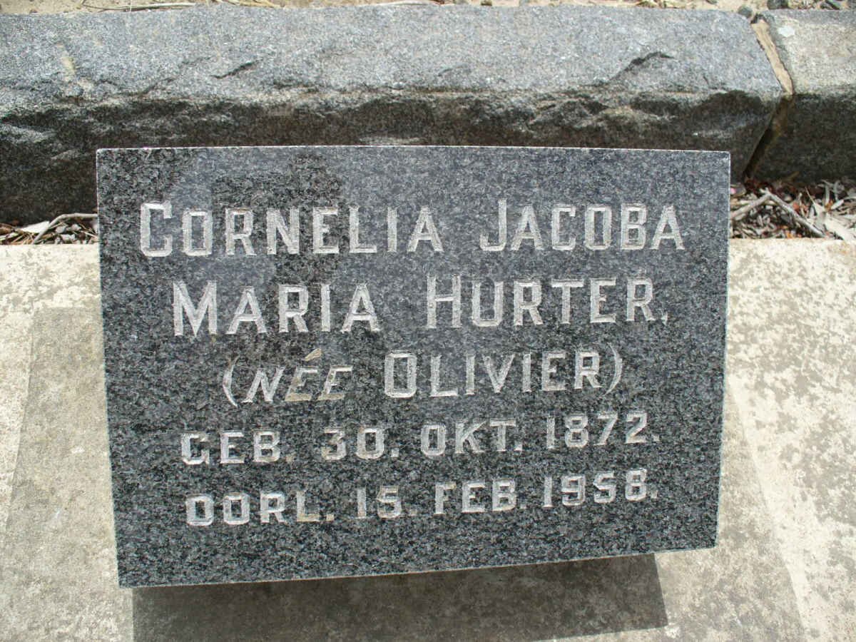 HURTER Cornelia Jacoba Maria nee OLIVIER 1872-1956