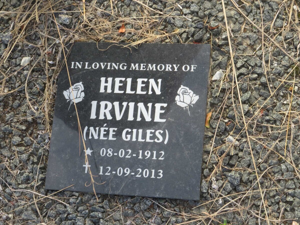 IRVINE Helen nee GILES 1912-2013