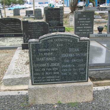 JONCK Marthinus Johannes 1929-1949 &amp; Susan Johanna THERON previously JONCK nee SNYGANS 1890-1987