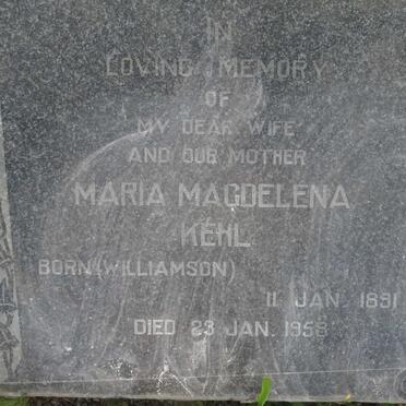 KEHL Maria Magdalena nee WILLIAMSON 1891-1958