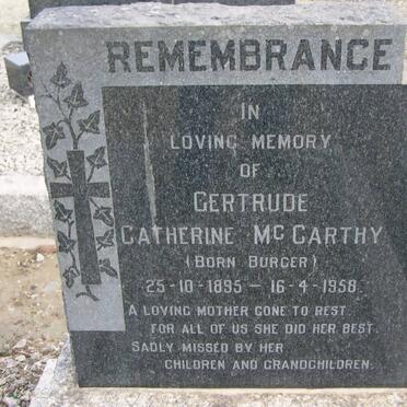 McCARTHY Gertrude Catherine nee BURGER 1895-1958