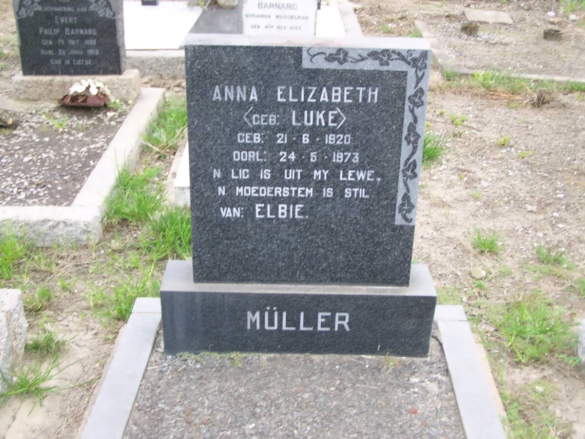 MÜLLER Anna Elizabeth nee LUKE 1920-1973