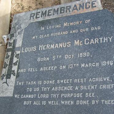 McCARTHY Louis Hermanus 1890-1946
