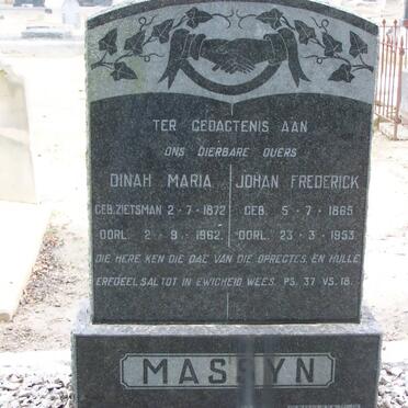 MASSYN Johan Frederick 1865-1953 &amp; Dinah Maria ZIETSMAN 1872-1962
