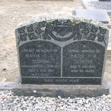 SCHUIN Pieter F.R. -1945 &amp; Maria E.C. MARNEWECK -1964