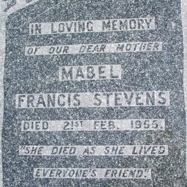STEVENS Mabel Francis -1955
