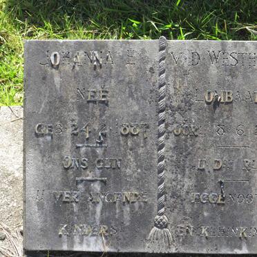 WESTHUIZEN Johanna E, vd nee LOMBAARD 1887-1946