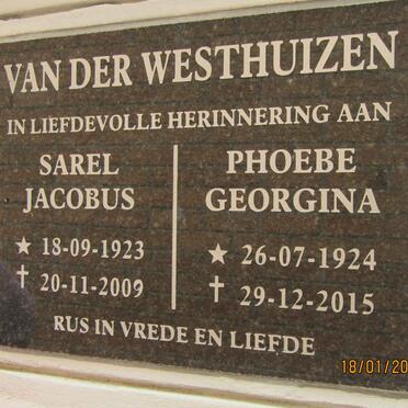 WESTHUIZEN Sarel Jacobus, van der 1923-2009 &amp; Phoebe Georgina 1924-2015