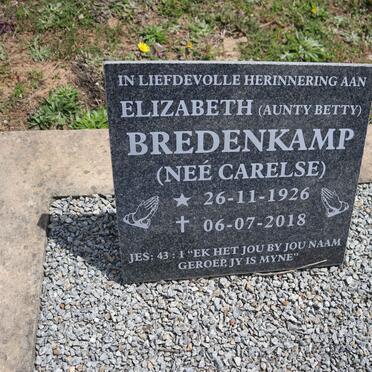 BREDENKAMP Elizabeth nee CARELSE 1926-2018