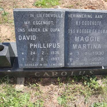 CAROLUS David Phillipus 1936-1997 & Maggie Martina 1930-2020